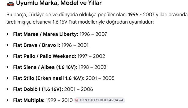 Fiat Marea Palio Doblo 1.6 16V Emme Tarafı Eksantrik Mil Yatağı